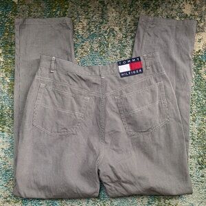 Vintage Tommy Hilfiger houndstooth relaxed cotton logo pants, size 14